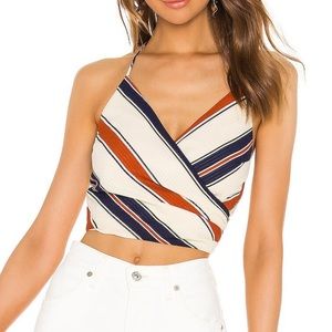 Surplice Halter Tie Back Top in Ivory & Rust